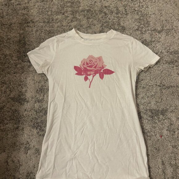Aeropastle white shirt with rose, size small - Picture 3 of 4
